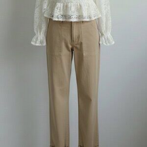 Tan Elastic Wasit Casual Pants